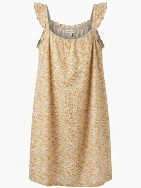 Etcetera Yellow Floral Mini Dress with Ruffled Straps